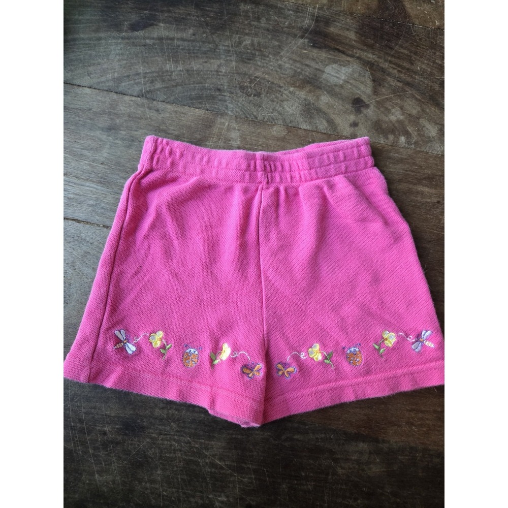 Vintage Mc Kids 18M Hot Pink Floral Butterflies Corduroy Shorts 90s Y2k